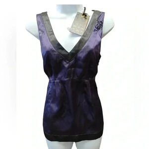 Peppercorn Purple & Black Beaded  Sequins Sleeveless Top Size Small